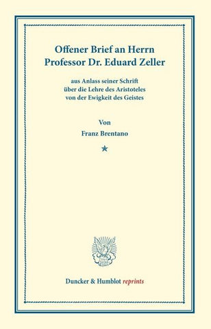 Offener Brief an Herrn Professor Dr. Eduard Zeller