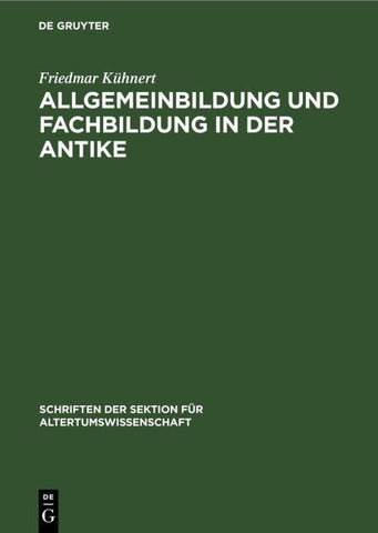 Allgemeinbildung und Fachbildung in der Antike