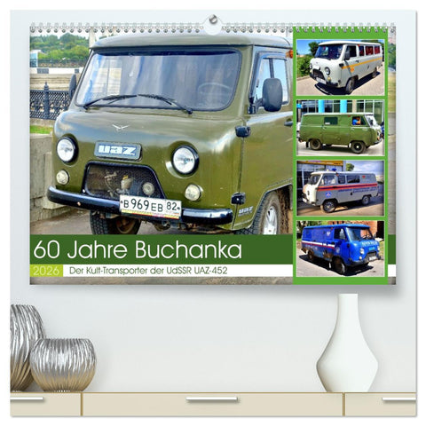 60 Jahre Buchanka - Der Kult-Transporter der UdSSR UAZ-452 (hochwertiger Premium Wandkalender 2026 DIN A2 quer), Kunstdruck in Hochglanz