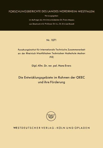 Die Entwicklungsgebiete im Rahmen der OEEC und ihre Förderung