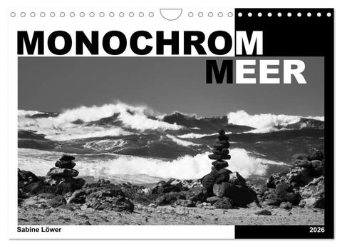 Monochrom Meer (Wandkalender 2026 DIN A4 quer), CALVENDO Monatskalender