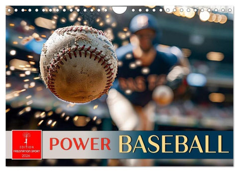 Power Baseball (Wandkalender 2026 DIN A4 quer), CALVENDO Monatskalender