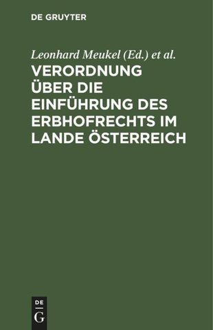 Verordnung über die Einführung des Erbhofrechts im Lande Österreich
