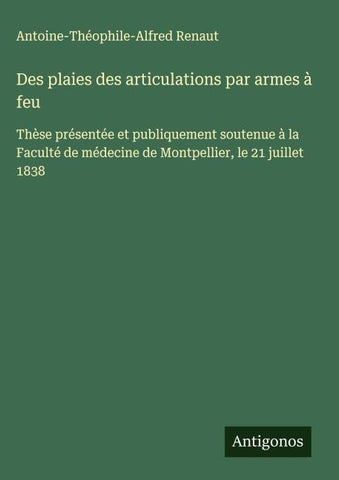 Des plaies des articulations par armes à feu