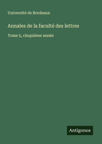 Annales de la faculté des lettres