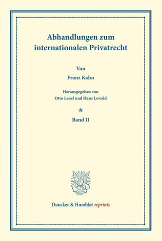 Abhandlungen zum internationalen Privatrecht