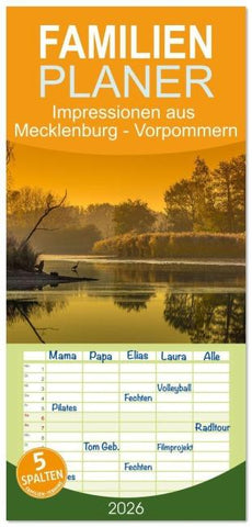 Familienplaner 2026 - Impressionen aus Mecklenburg - Vorpommern mit 5 Spalten (Wandkalender, 21 x 45 cm) CALVENDO
