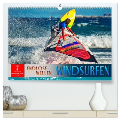 Windsurfen - endlose Wellen (hochwertiger Premium Wandkalender 2026 DIN A2 quer), Kunstdruck in Hochglanz