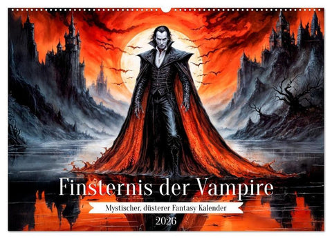 Finsternis der Vampire - Mystischer düsterer Fantasy Kalender (Wandkalender 2026 DIN A2 quer), CALVENDO Monatskalender