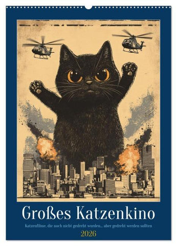 Großes Katzenkino (Wandkalender 2026 DIN A2 hoch), CALVENDO Monatskalender