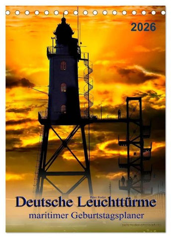 Deutsche Leuchttürme - maritimer Geburtstagsplaner (Tischkalender 2026 DIN A5 hoch), CALVENDO Monatskalender