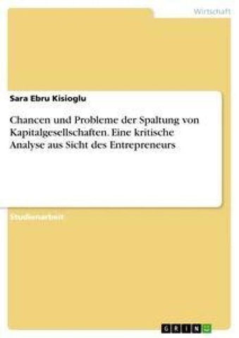 Chancen und Probleme der Spaltung von Kapitalgesellschaften. Eine kritische Analyse aus Sicht des Entrepreneurs