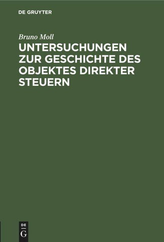 Untersuchungen zur Geschichte des Objektes direkter Steuern