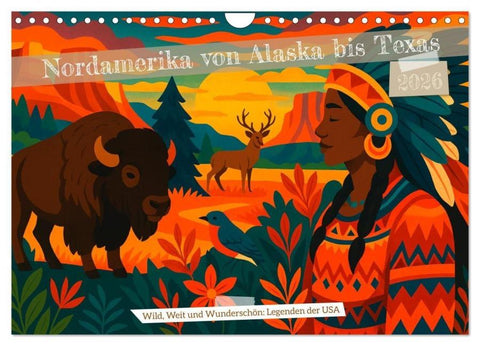 Nordamerika von Alaska bis Texas - Wild, Weit und Wunderschön (Wandkalender 2026 DIN A4 quer), CALVENDO Monatskalender