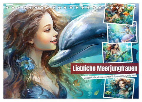 Liebliche Meerjungfrauen (Tischkalender 2026 DIN A5 quer), CALVENDO Monatskalender