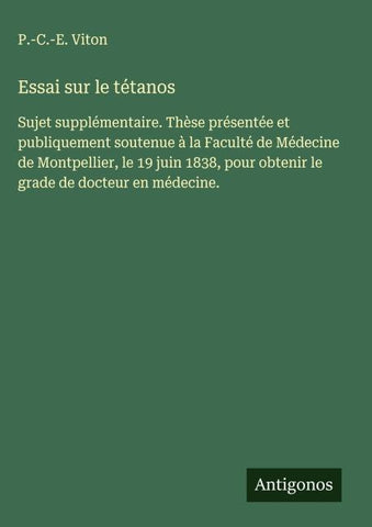 Essai sur le tétanos