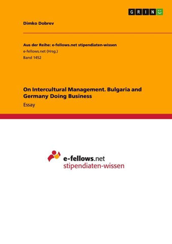 On Intercultural Management. Bulgaria and Germany Doing Business