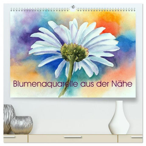 Blumenaquarelle aus der Nähe (hochwertiger Premium Wandkalender 2026 DIN A2 quer), Kunstdruck in Hochglanz