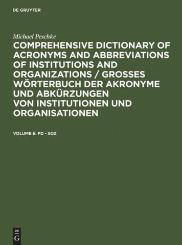 Michael Peschke: Comprehensive dictionary of acronyms and abbreviations... / Pd - Soz