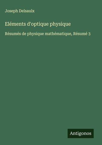 Eléments d'optique physique