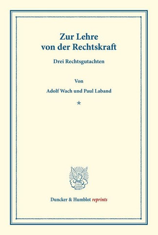 Zur Lehre von der Rechtskraft