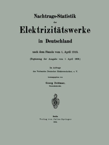 Nachtrags-Statistik der Elektrizitätswerke in Deutschland