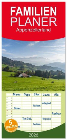 Familienplaner 2026 - Appenzellerland mit 5 Spalten (Wandkalender, 21 x 45 cm) CALVENDO