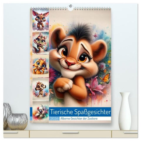 Tierische Spaßgesichter - Alberne Gesichter der Zootiere (hochwertiger Premium Wandkalender 2026 DIN A2 hoch), Kunstdruck in Hochglanz