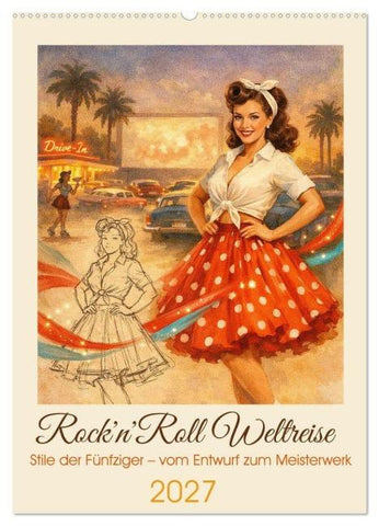 Rock'n'Roll Weltreise (Wandkalender 2027 DIN A2 hoch), CALVENDO Monatskalender