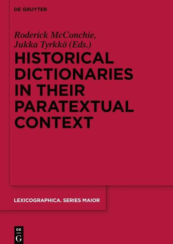 Historical Dictionaries in their Paratextual Context