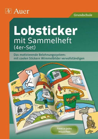 Lobsticker mit Sammelheft (4er-Set)