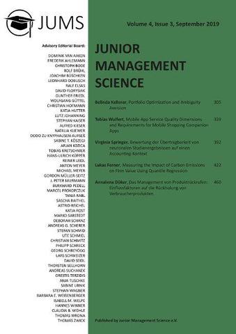 Junior Management Science, Volume 4, Issue 3, September 2019
