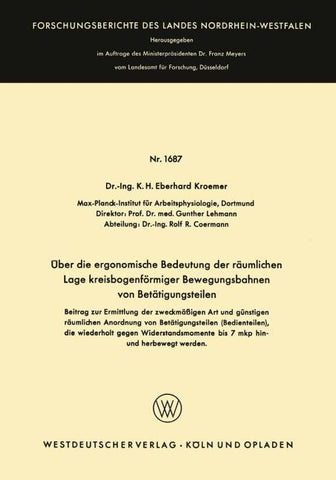 Über die ergonomische Bedeutung der räumlichen Lage kreisbogenförmiger Bewegungsbahnen von Betätigungsteilen