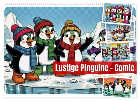 Lustige Pinguine - Comic (Wandkalender 2027 DIN A2 quer), CALVENDO Monatskalender
