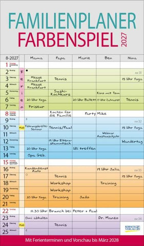 Familienplaner Farbenspiel 2027