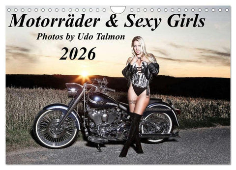 Motorräder & Sexy Girls (Wandkalender 2026 DIN A4 quer), CALVENDO Monatskalender