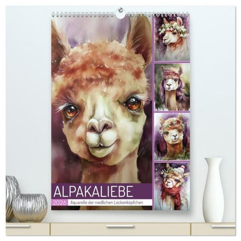 Alpakaliebe (hochwertiger Premium Wandkalender 2026 DIN A2 hoch), Kunstdruck in Hochglanz