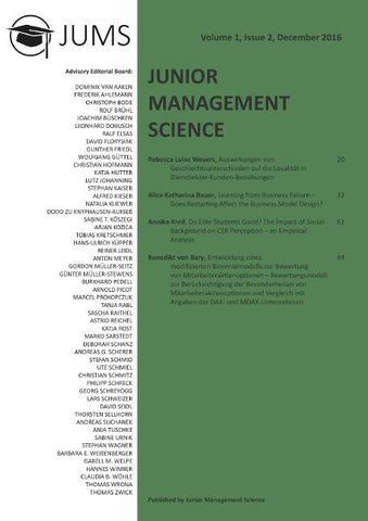 Junior Management Science, Volume 1, Issue 2, December 2016