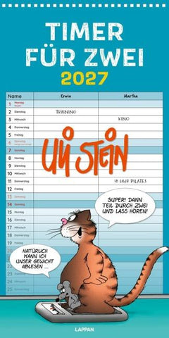 Uli Stein Timer für zwei 2027: Monatskalender für die Wand