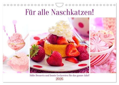 Für alle Naschkatzen! Süße Desserts und bunte Leckereien für das ganze Jahr! (Wandkalender 2026 DIN A4 quer), CALVENDO Monatskalender