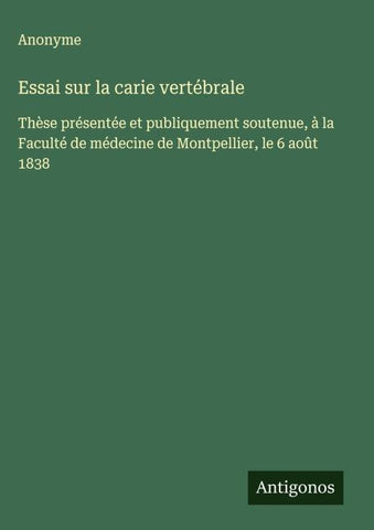 Essai sur la carie vertébrale