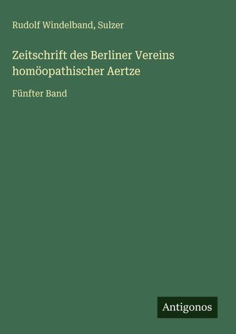Zeitschrift des Berliner Vereins homöopathischer Aertze