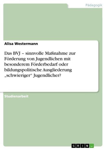 Das BVJ - sinnvolle Maßnahme zur Förderung von Jugendlichen mit besonderem Förderbedarf oder bildungspolitische Ausgliederung "schwieriger" Jugendlicher?
