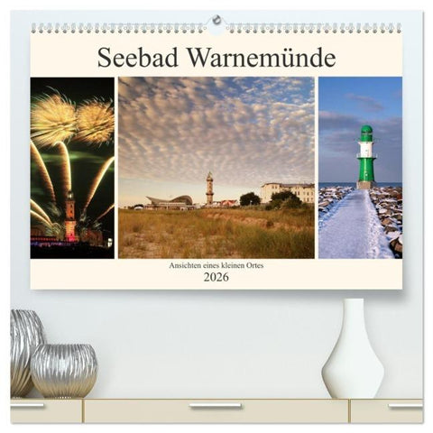 Seebad Warnemünde (hochwertiger Premium Wandkalender 2026 DIN A2 quer), Kunstdruck in Hochglanz