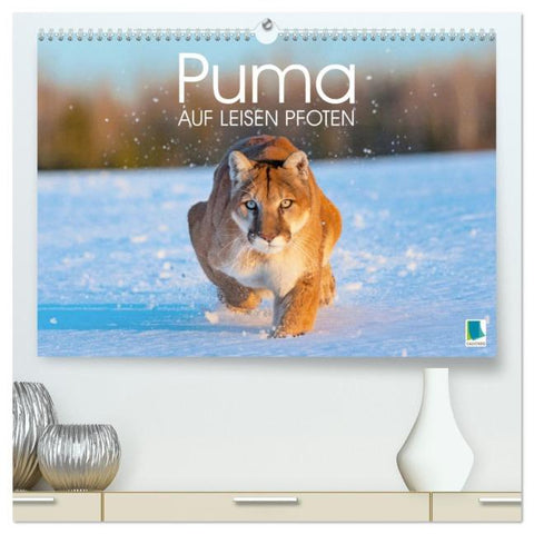 Puma: Auf leisen Pfoten (hochwertiger Premium Wandkalender 2026 DIN A2 quer), Kunstdruck in Hochglanz