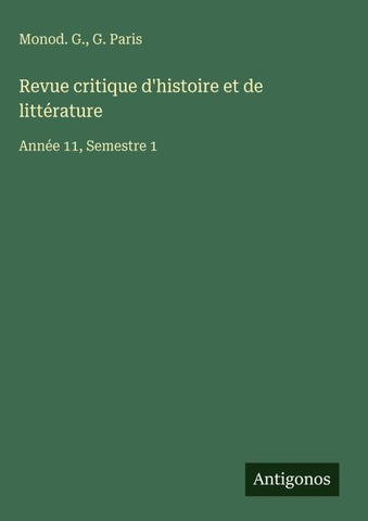 Revue critique d'histoire et de littérature