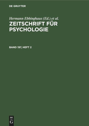 Zeitschrift für Psychologie. Band 197, Heft 2