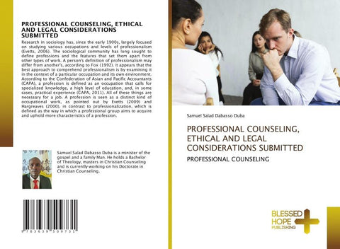 PROFESSIONAL COUNSELING, ETHICAL AND LEGAL CONSIDERATIONS SUBMITTED