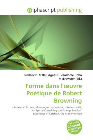 Forme dans l'¿uvre Poétique de Robert Browning