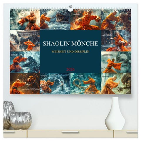 Shaolin Mönche - Weisheit und Disziplin (hochwertiger Premium Wandkalender 2026 DIN A2 quer), Kunstdruck in Hochglanz